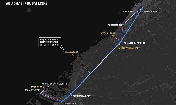 Abu-Dabi - Dubay Hyperloop yolu